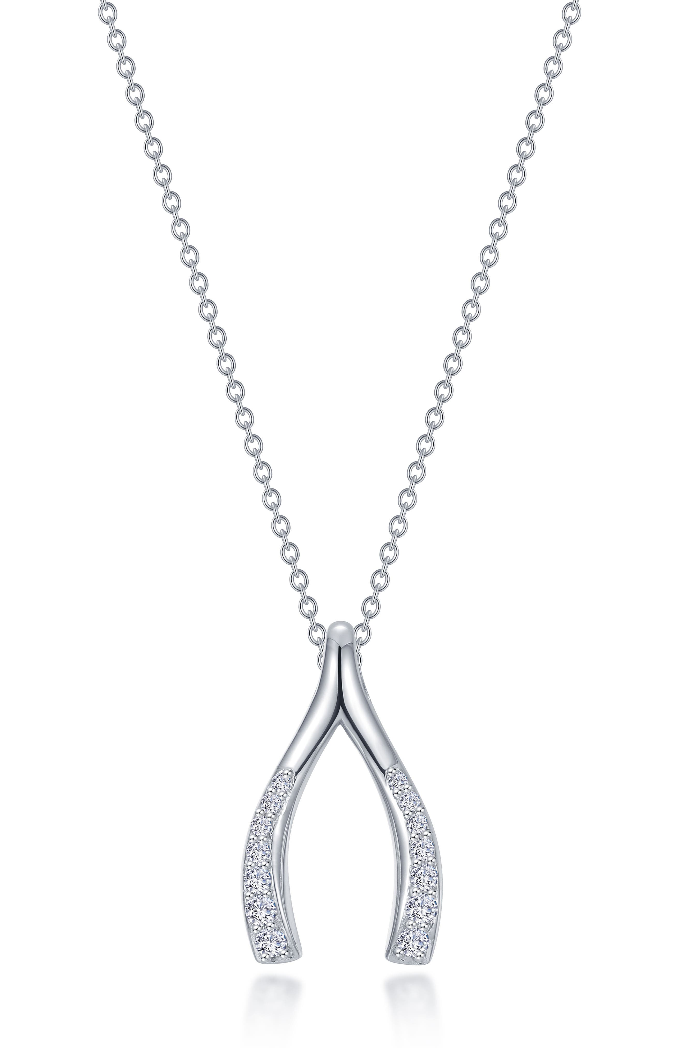 Lafonn Simulated Diamond Wishbone Pendant Necklace