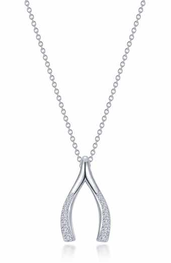 Lafonn Simulated Diamond Wishbone Pendant Necklace
