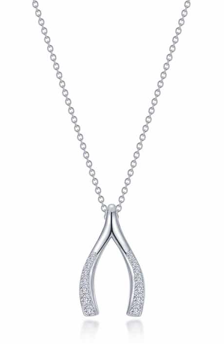 Lafonn Simulated Diamond Wishbone Pendant Necklace