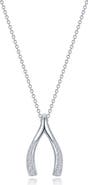 Lafonn Simulated Diamond Wishbone Pendant Necklace