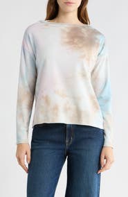 GO COUTURE Tie Dye Boat Neck Sweater