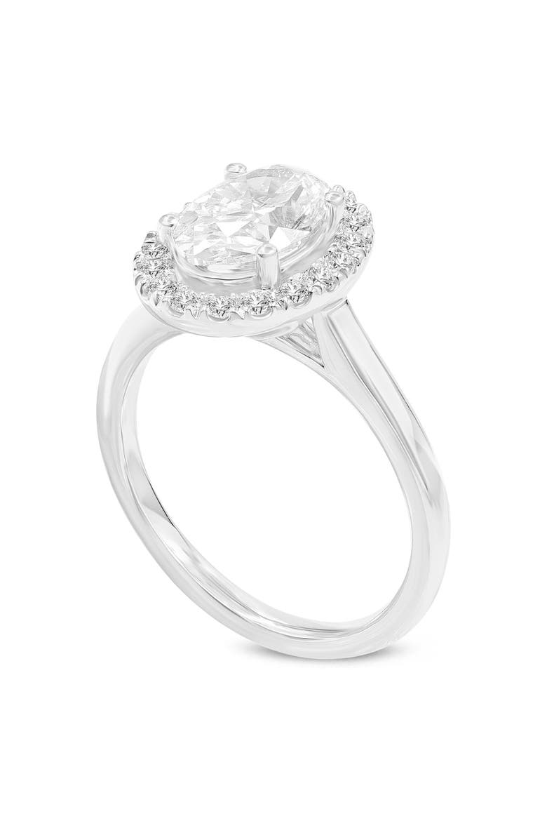 Idalia 14K Gold Oval Lab Grown Diamond Halo Engagement Ring - 1.9 Ct, Main, color, 14K White Gold