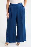Tahari ASL Pleated Satin Wide Leg Pants