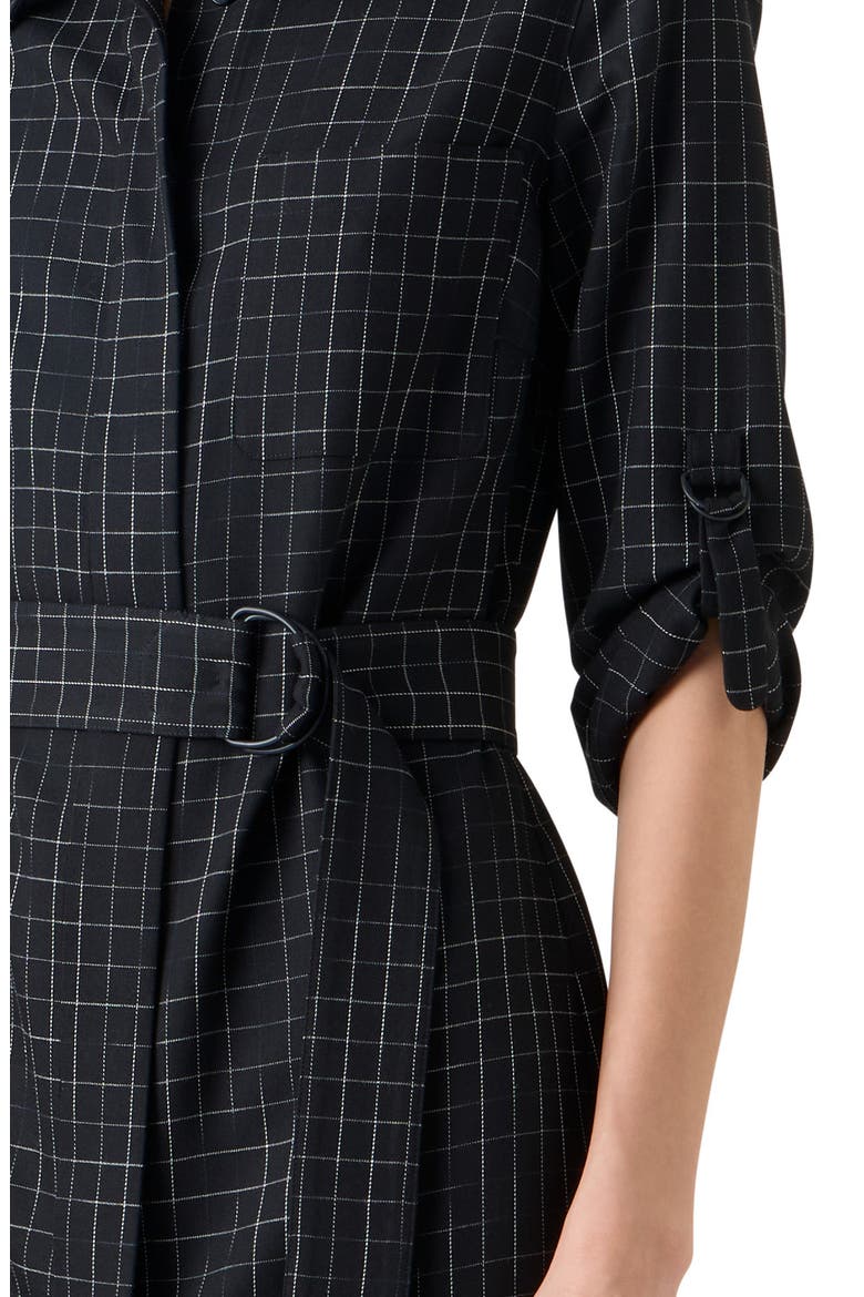 Broken Check Twill Shirtdress, Alternate, color, BLACK-CREAM