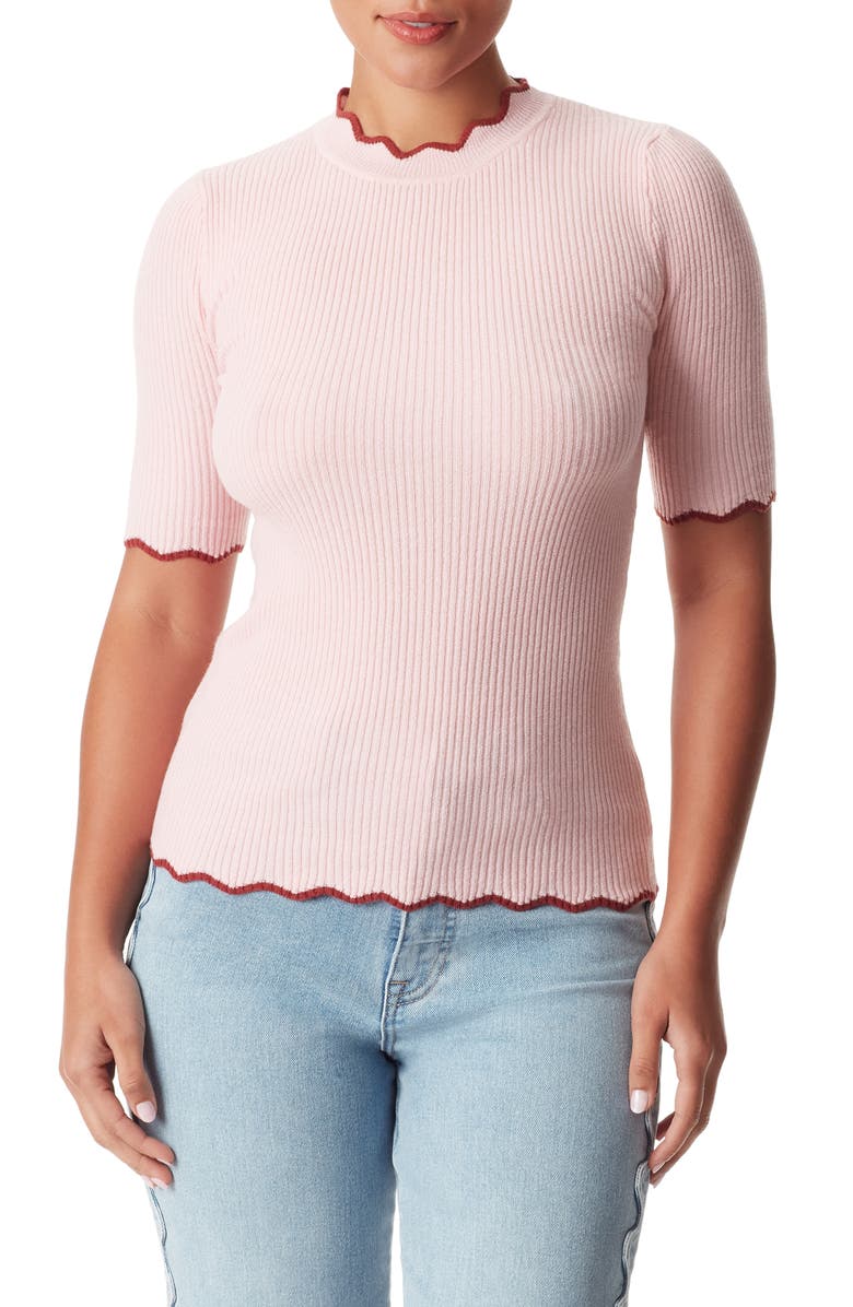 Sam Edelman Leslie Scallop Rib Top, Main, color, First Blush