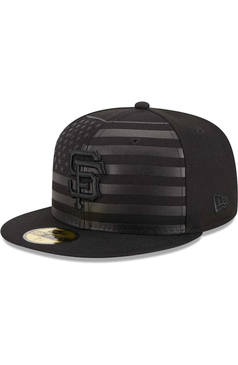 New Era Men's New Era Black San Francisco Giants Tonal Flag 59FIFTY Fitted Hat, Main, color,