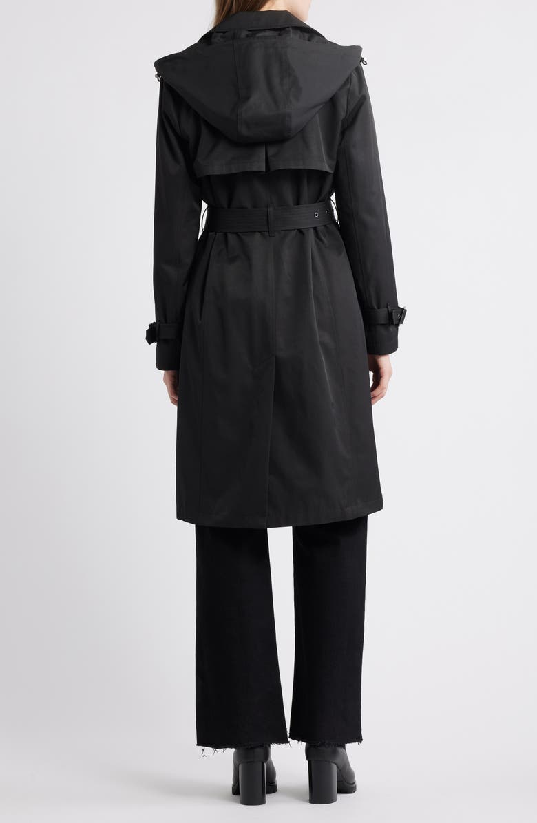 Michael Kors Water Resistant Hooded Trench Coat, Alternate, color, Black