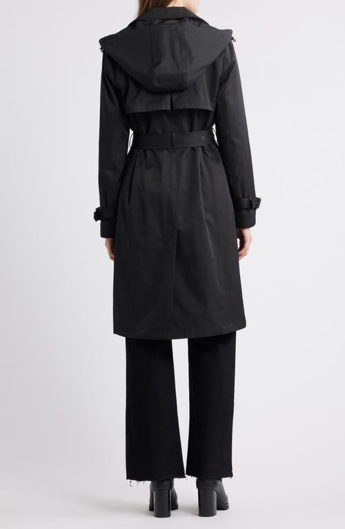 Michael Kors Water Resistant Hooded Trench Coat In Black
