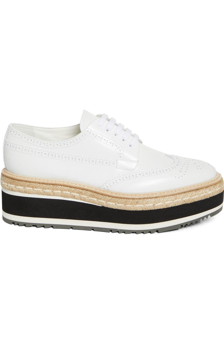 Prada Re-Edition 2011 Platform Wingtip Oxford, Alternate, color, Bianco