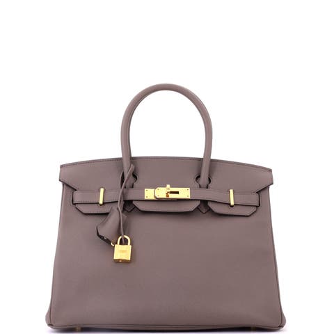 Birkin Handbag Grey Epsom with Gold Hardware 30