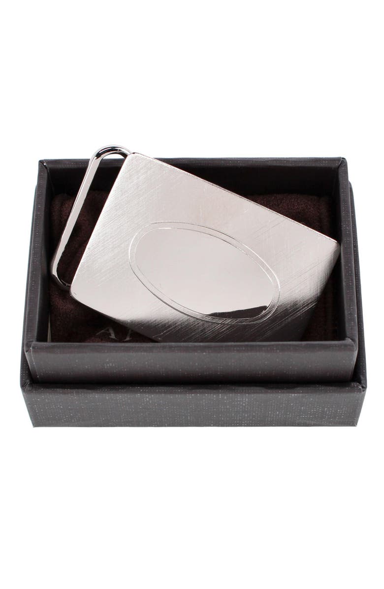 Trafalgar 30mm Oval Signet Brass Based Compression Belt Buckle, Alternate, color, Silver