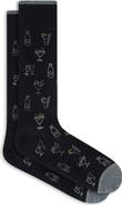 Bugatchi Cocktail Pattern Mercerized Cotton Blend Dress Socks