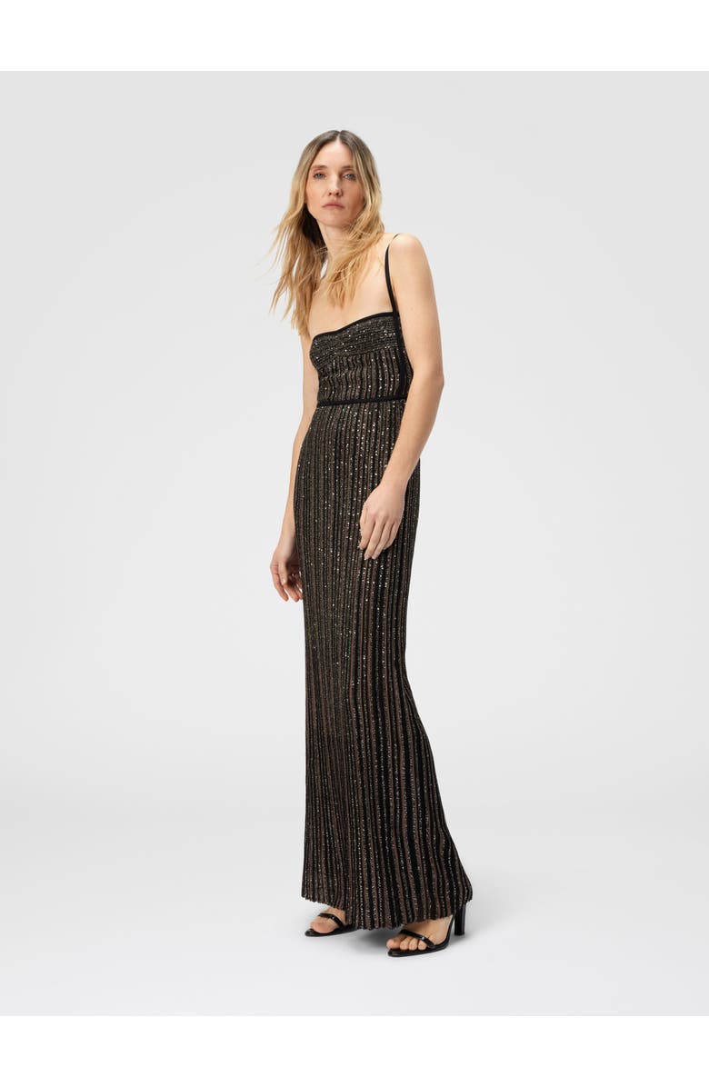 Missoni Sleeveless Long Dress With Lamé Stripes, Alternate, color, Black & Brown