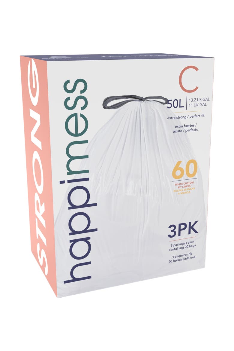 Drawstring Trash Can Liner,, Main, color, White, Lemon, 5.3-Gal