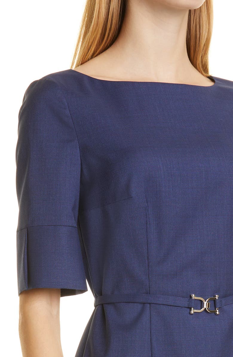 BOSS Dirusila Belted Wool & Silk Dress, Alternate, color, Open Miscellaneous