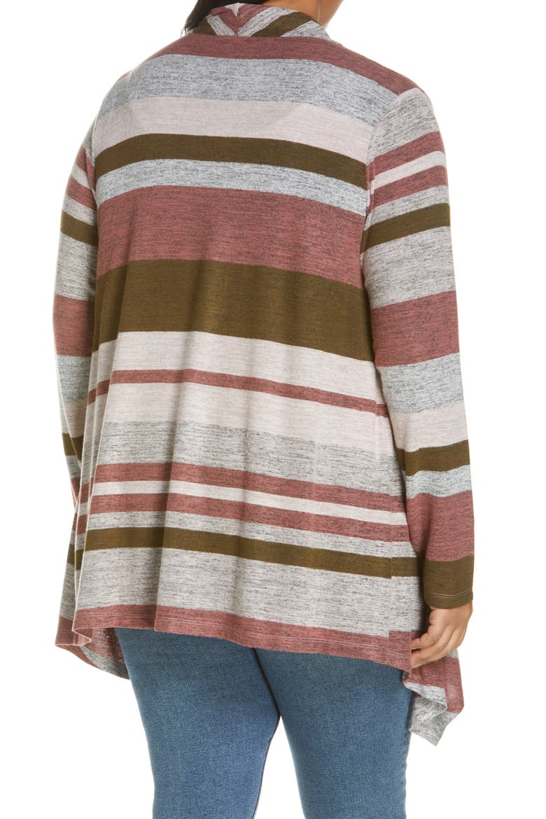 Drape Front Cardigan, Alternate, color, OLIVE COMBO