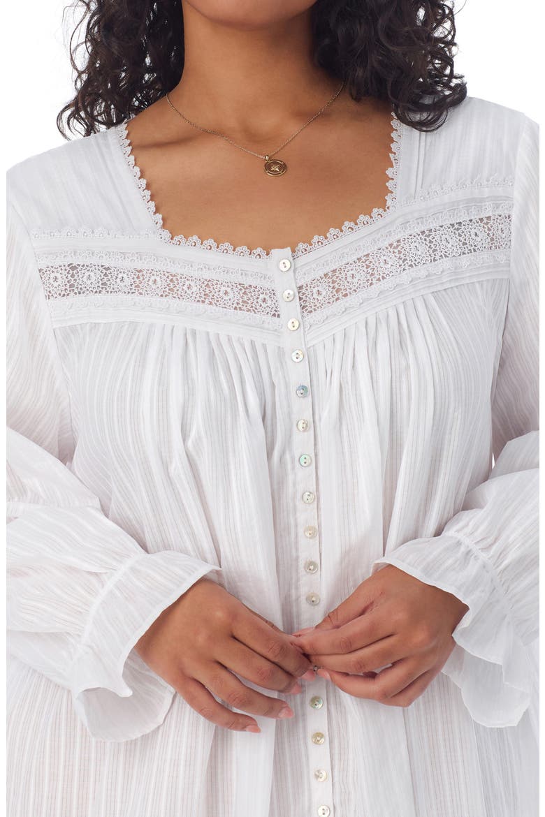 Long Sleeve Cotton Ballet Nightgown, Alternate, color, WHITE