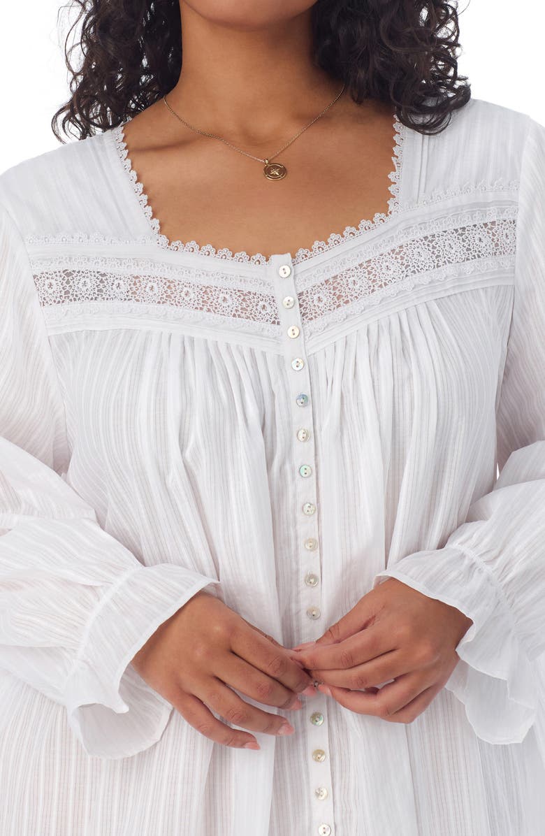 Eileen West Long Sleeve Cotton Ballet Nightgown, Alternate, color, White
