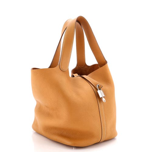 Pre-owned Hermes Hermes Picotin Lock Bag Clemence Gm In Gold