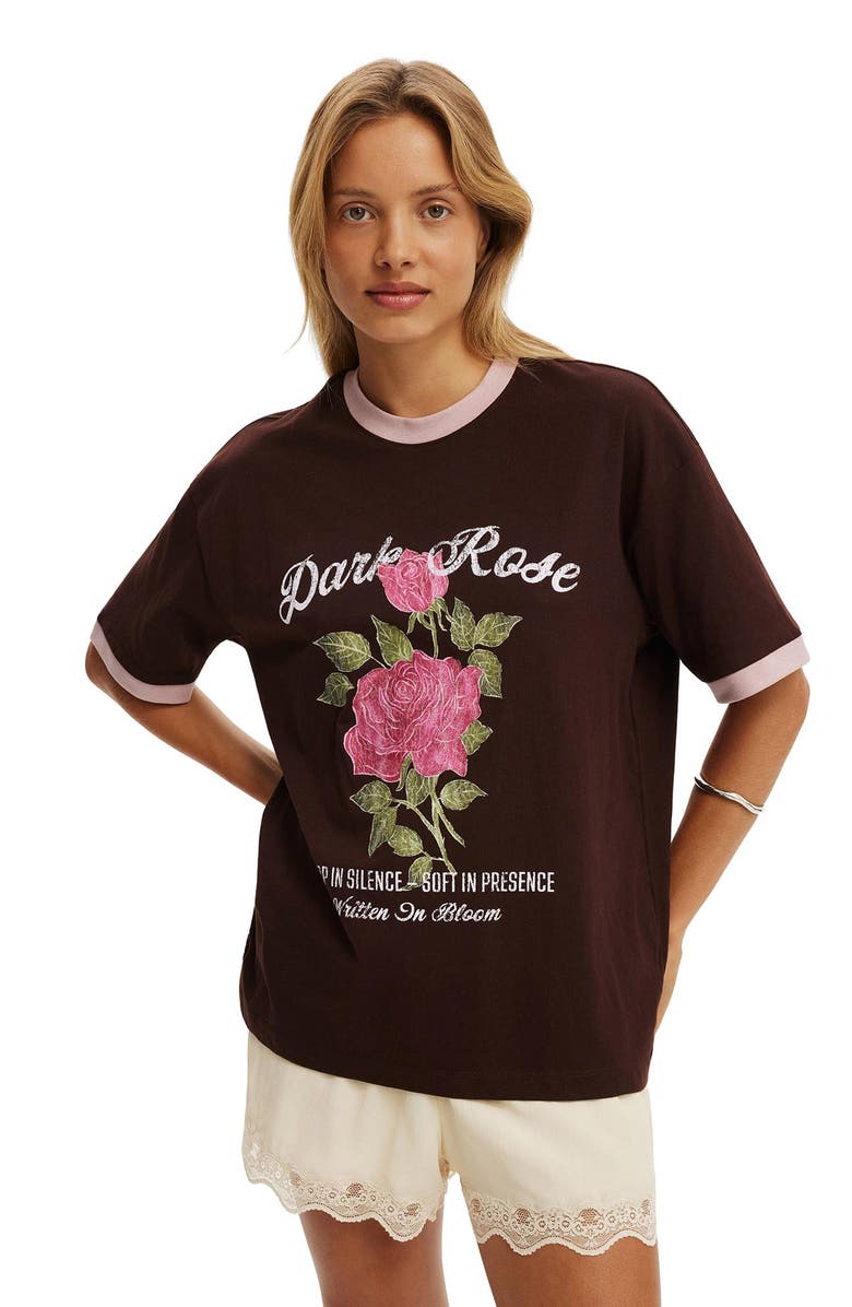 Cotton On The Boxy Graphic Tee, Main, color, Dark Rose  Dark Oak