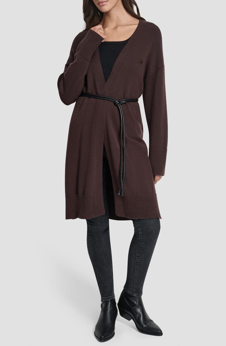 DKNY Jeans Relaxed Cardigan, Alternate, color, Espresso/ Black