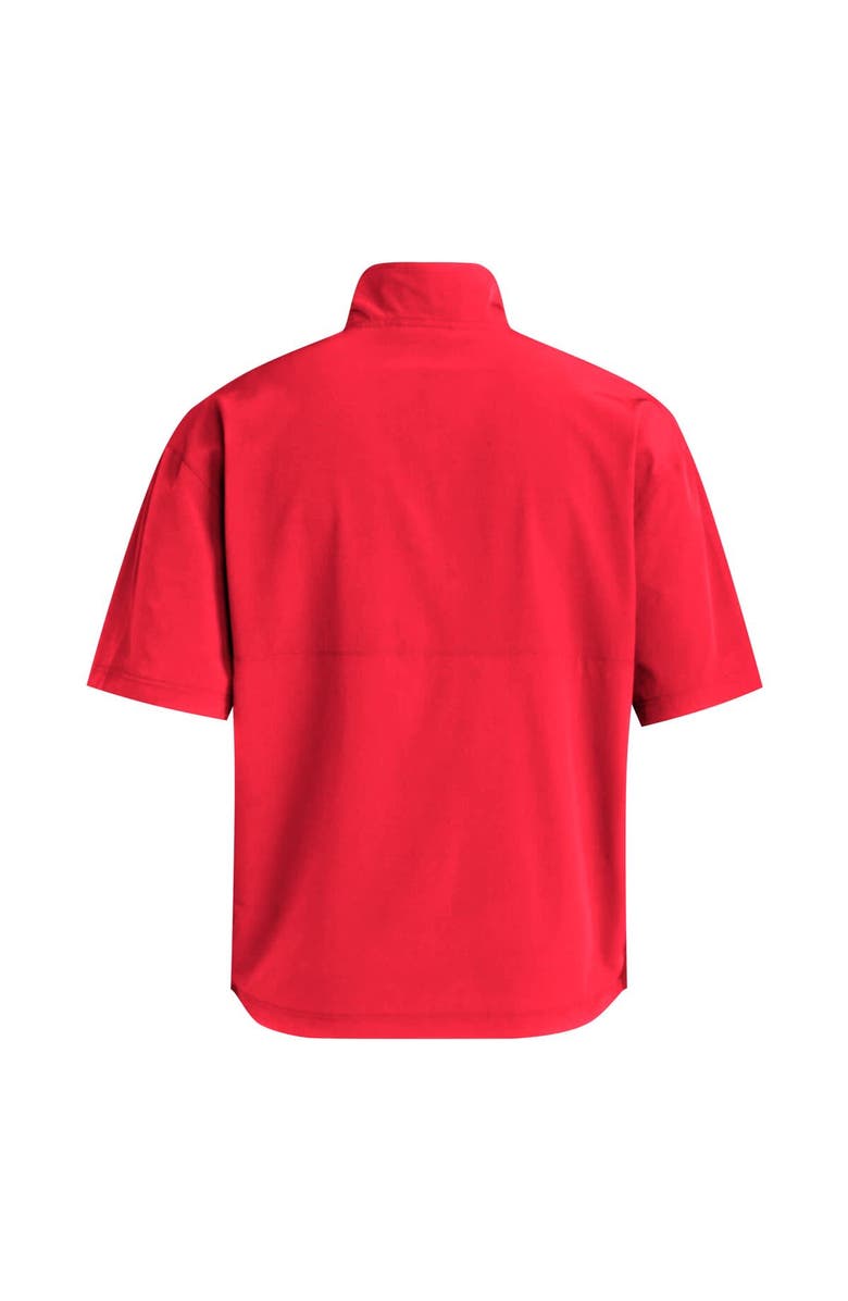 adidas Men's adidas Red Louisville Cardinals Woven Quarter-Zip Short Sleeve Pullover, Alternate, color, Red