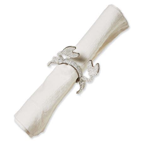 Beaded Crab Napkin Ring White Iron Everyday Use Wipe Clean