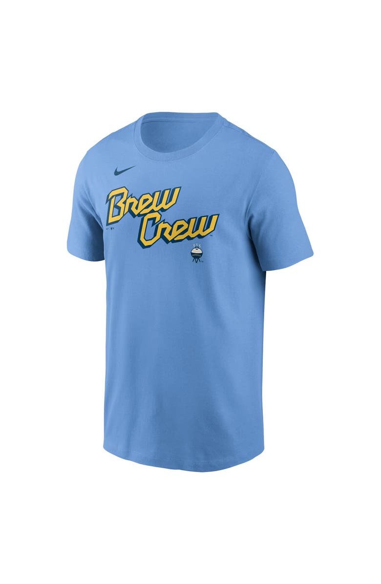 Nike Men's Nike Light Blue Milwaukee Brewers City Connect Wordmark T-Shirt, Alternate, color, 