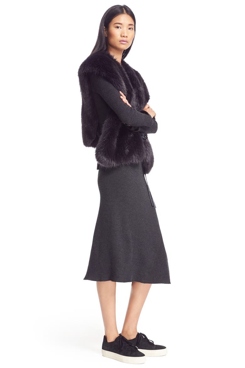 Faux Fur Wrap Tie Vest, Alternate, color, NAVY