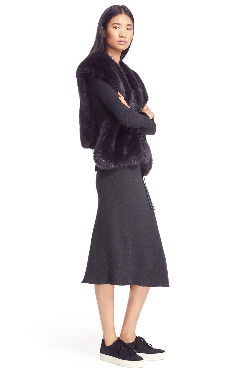 Helmut Lang Faux Fur Wrap Tie Vest, Alternate, color,