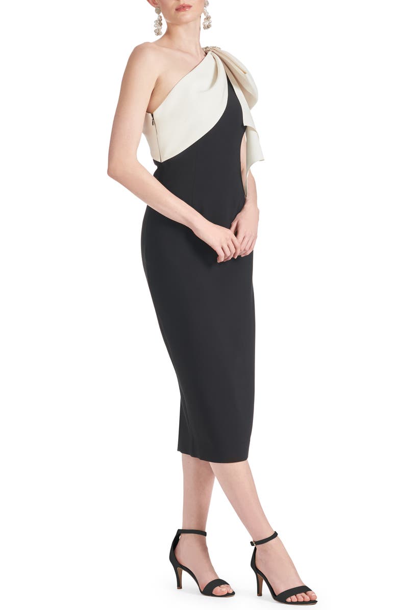 Sachin & Babi Shane Bow One-Shoulder Midi Dress, Alternate, color, 