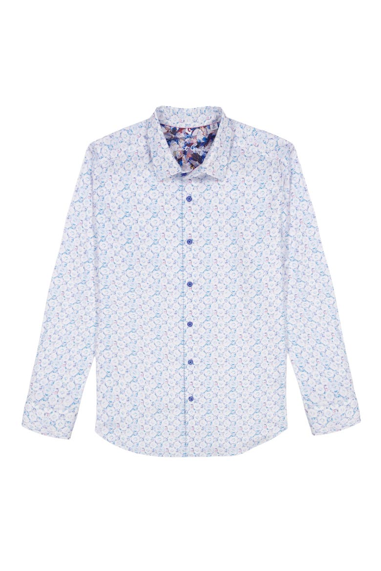 Bramston Medallion Print Stretch Cotton Button-Up Shirt, Alternate, color, WHITE