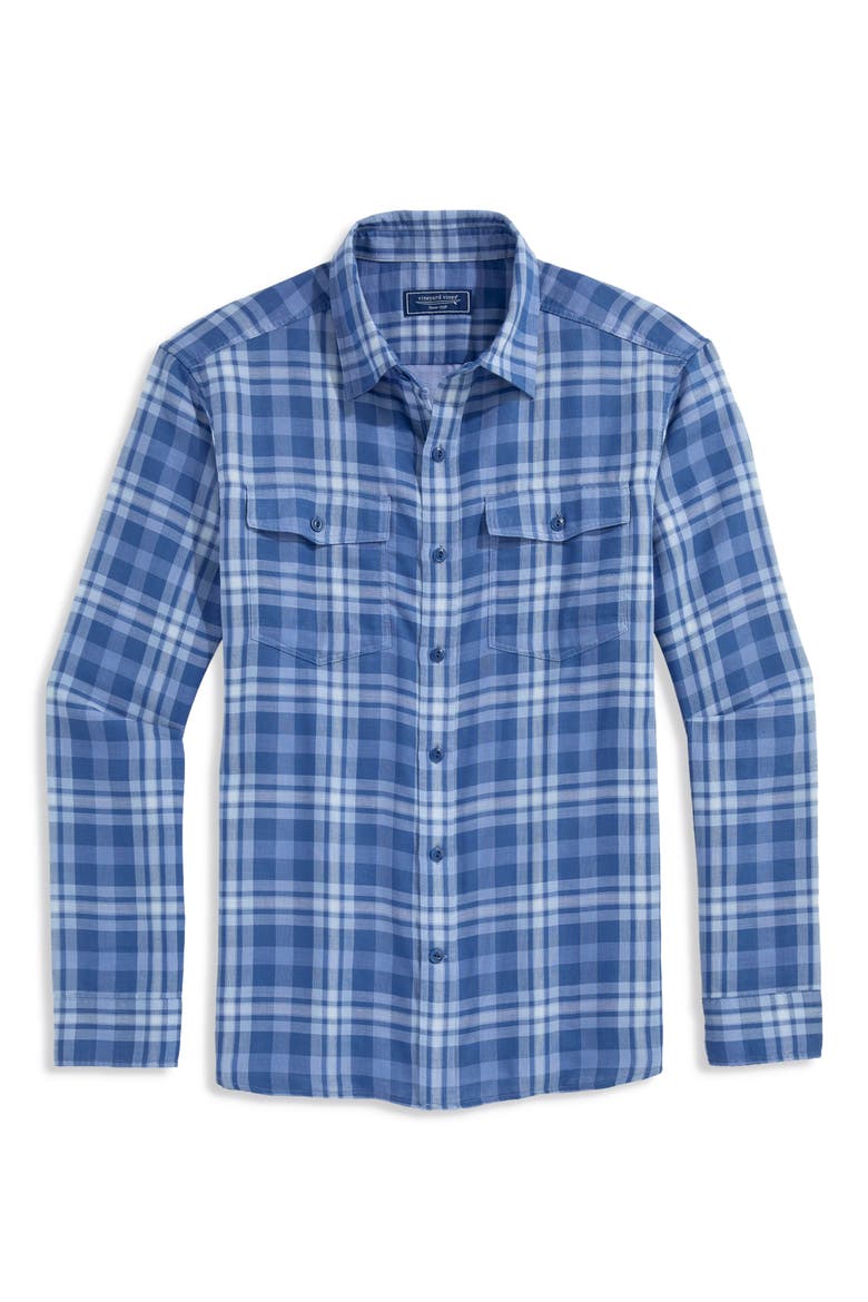 Plaid Chiller Performance Button Up Shirt, Main, color, MOONSHINE