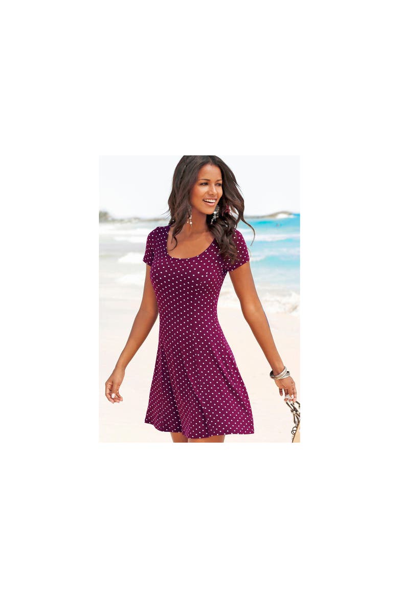 Polka Dot Print Dress, Alternate, color, Bordeaux Multi