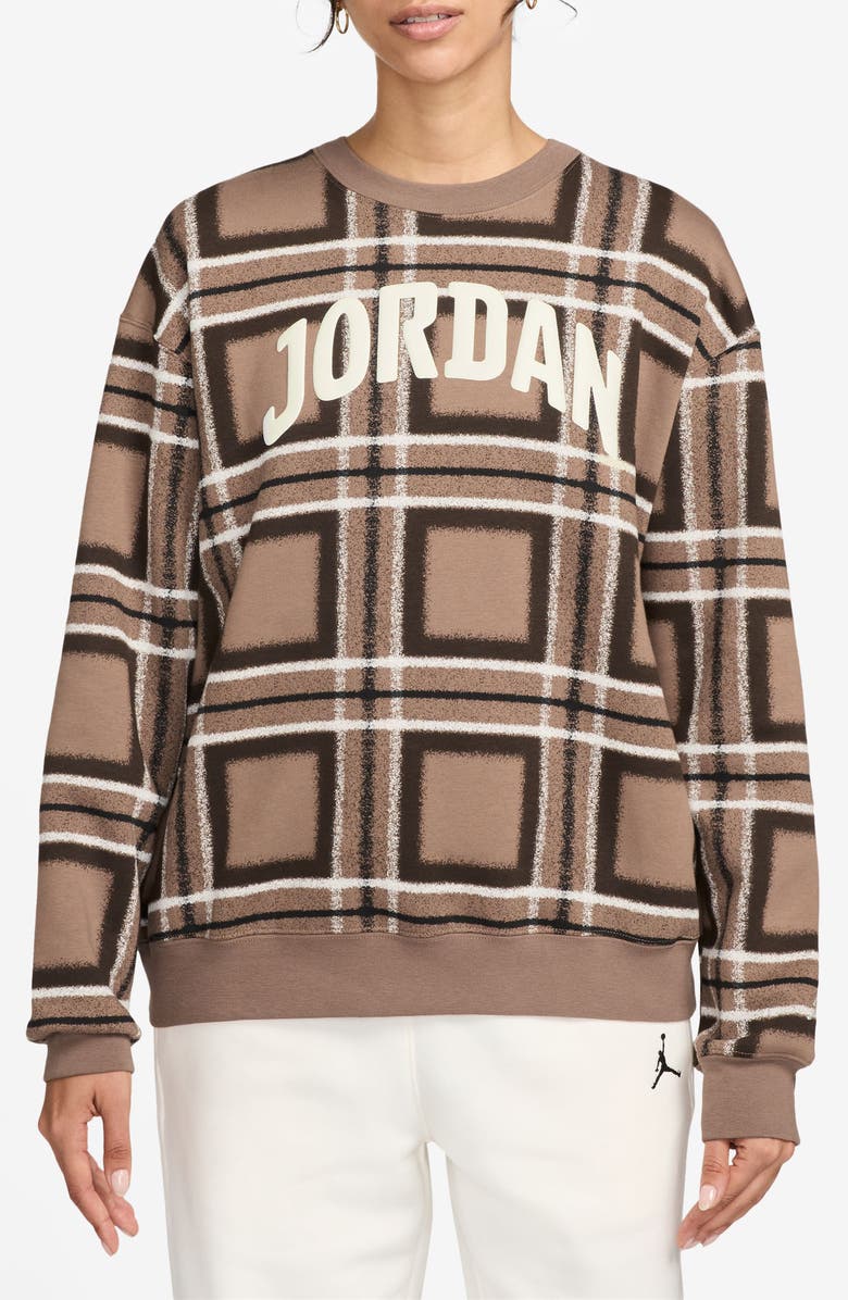 Jordan Brooklyn Plaid Oversize Crewneck Sweatshirt, Main, color,