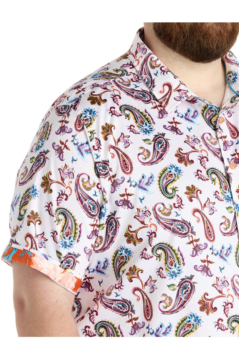 Big & Tall  Tangier Paisley Print Sport Shirt, Alternate, color, RED