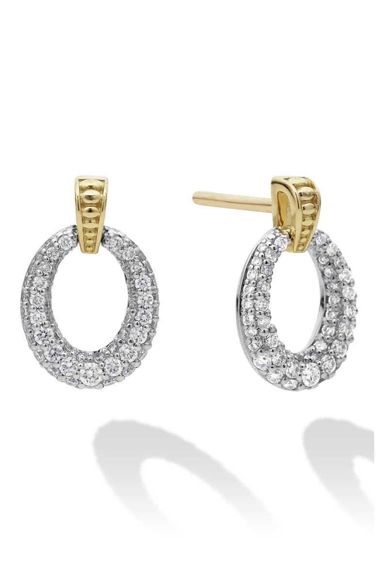Caviar Luxe Diamond Pavé Frontal Hoop Earrings, Alternate, color, GOLD