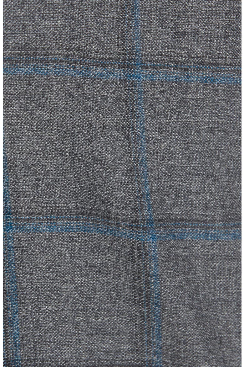 Flat Front Windowpane Wool Dress Pants, Alternate, color, GREY