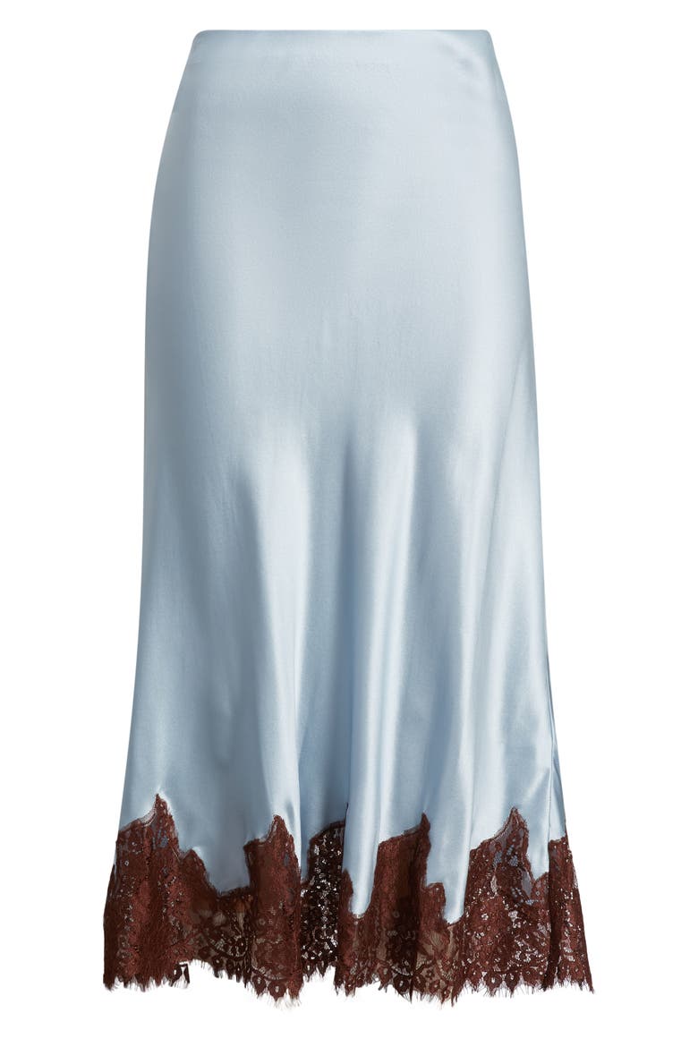 Carolina Lace Trim Silk Pajamas, Alternate, color, MINERAL