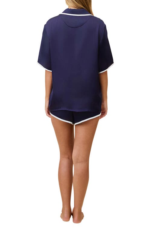 Papinelle Annabelle Piped Satin Pajamas In Blue