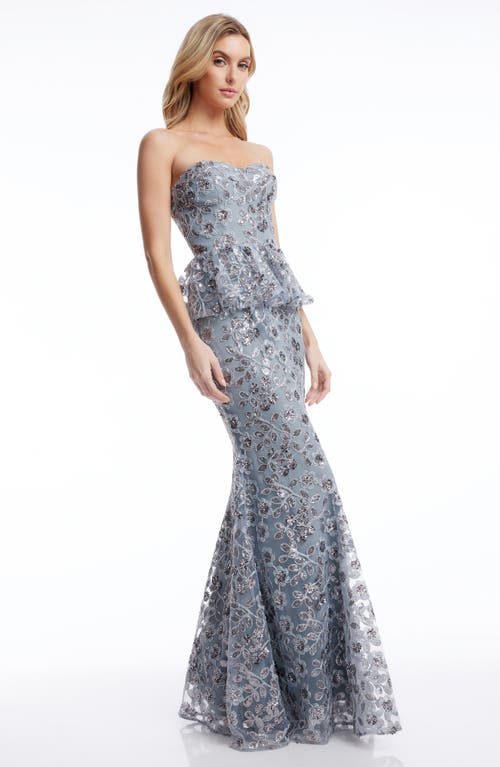 DRESS THE POPULATION DRESS THE POPULATION SCARLETT SEQUIN FLORAL PEPLUM MERMAID GOWN