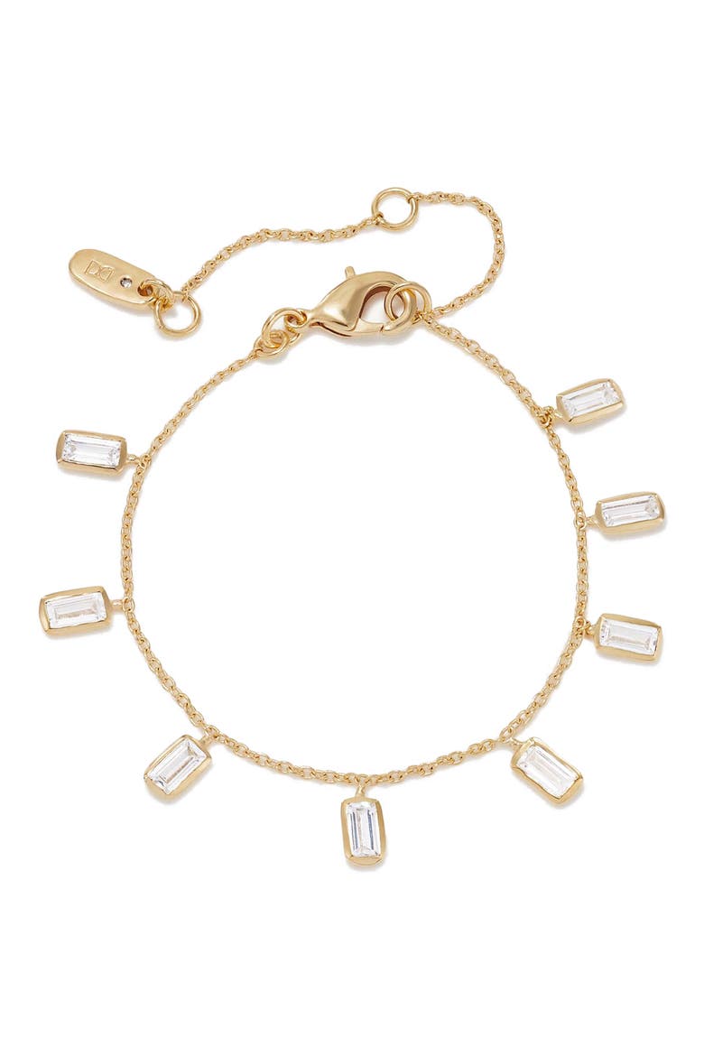 Gia White Topaz Charm Bracelet, Main, color, WHITE CZ/ GOLD