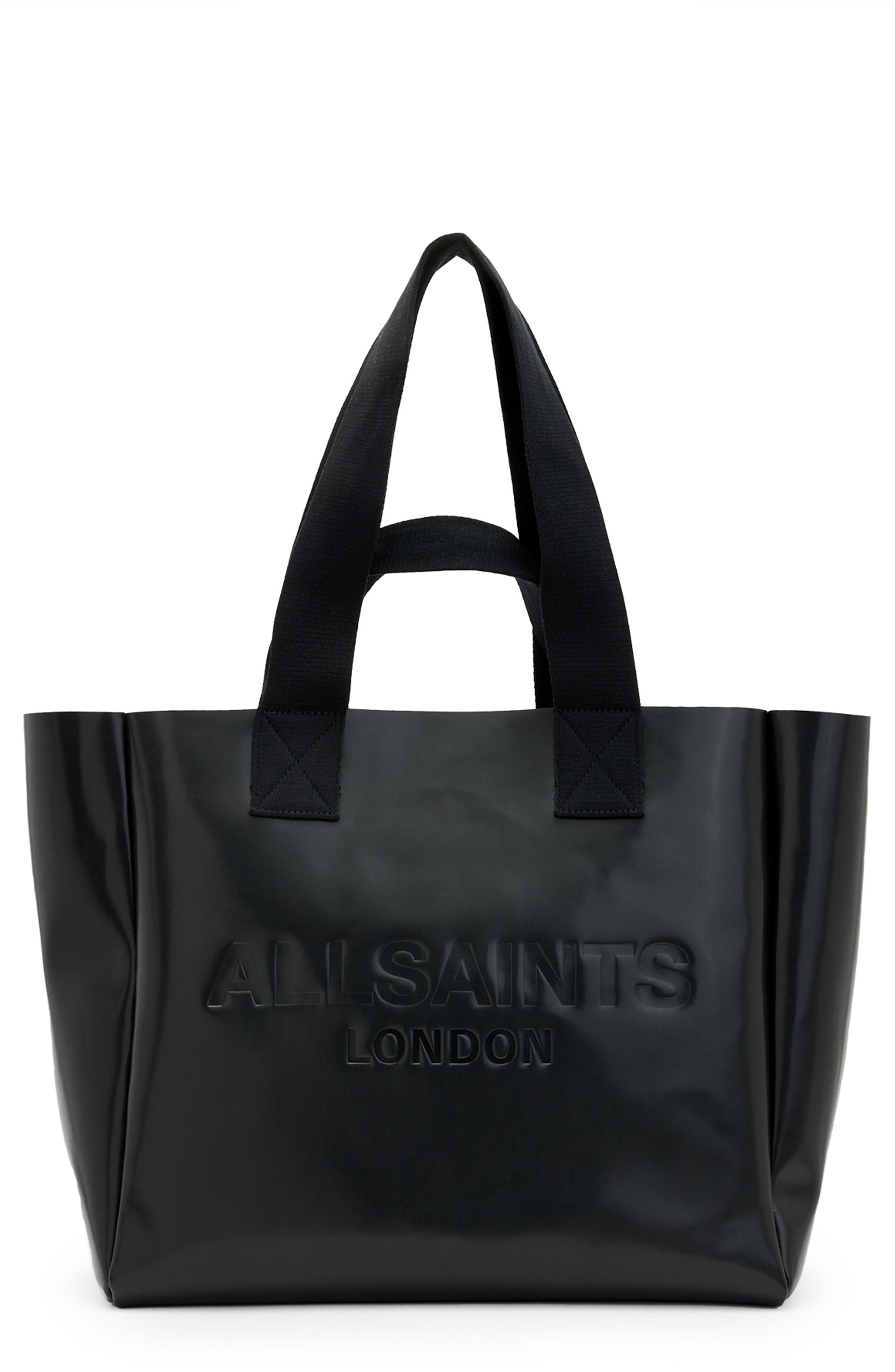 AllSaints Izzy Leather Tote, Main, color, Black