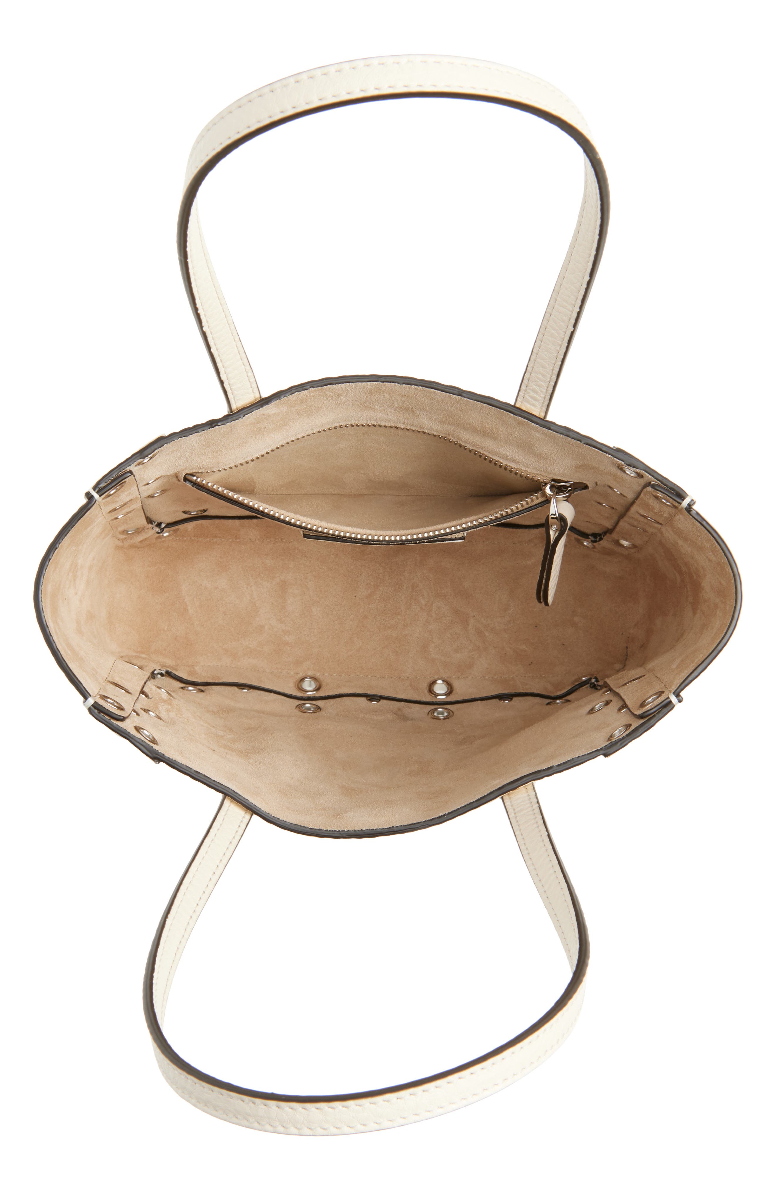 Valentino Garavani Mini Nellcôte Grommet Leather Tote, Alternate, color, Light Ivory