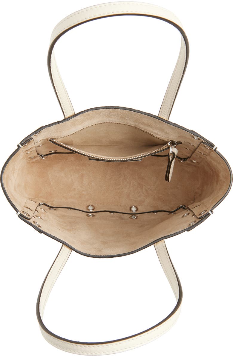 Valentino Garavani Mini Nellcôte Grommet Leather Tote, Alternate, color, Light Ivory