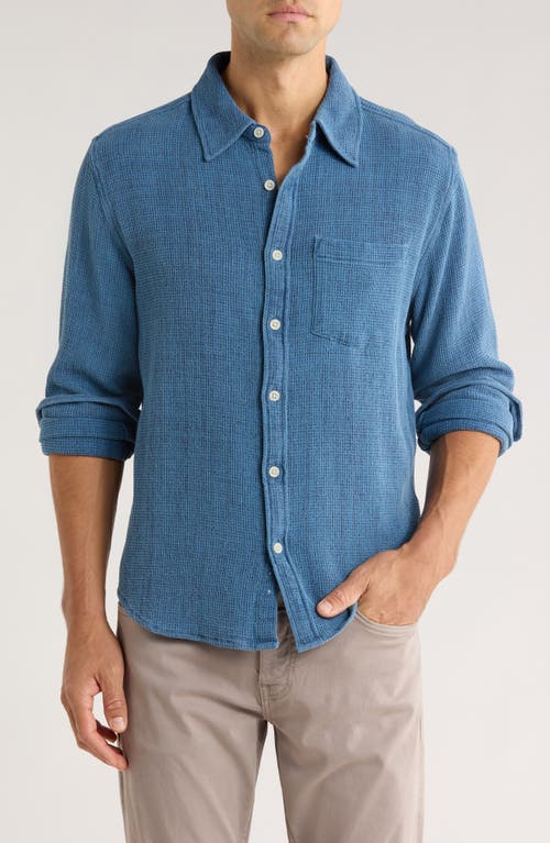 Corridor Pigment Dyed Cotton Waffle Button-Up Shirt in Indigo  product