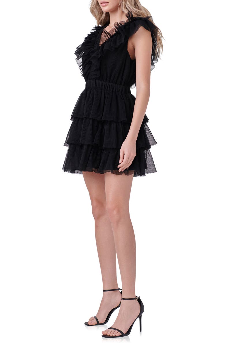 Endless Rose Tiered Ruffle Tulle Minidress, Alternate, color, Black