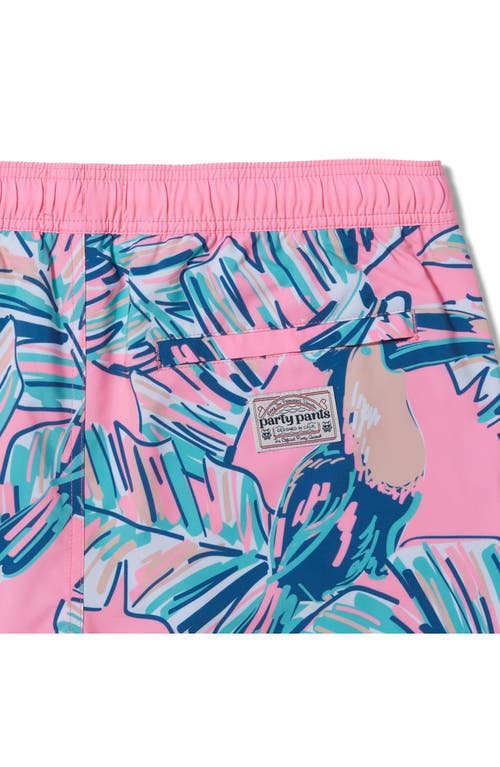 Party Pants Captain Toucan Sport Swim Trunks In Pink