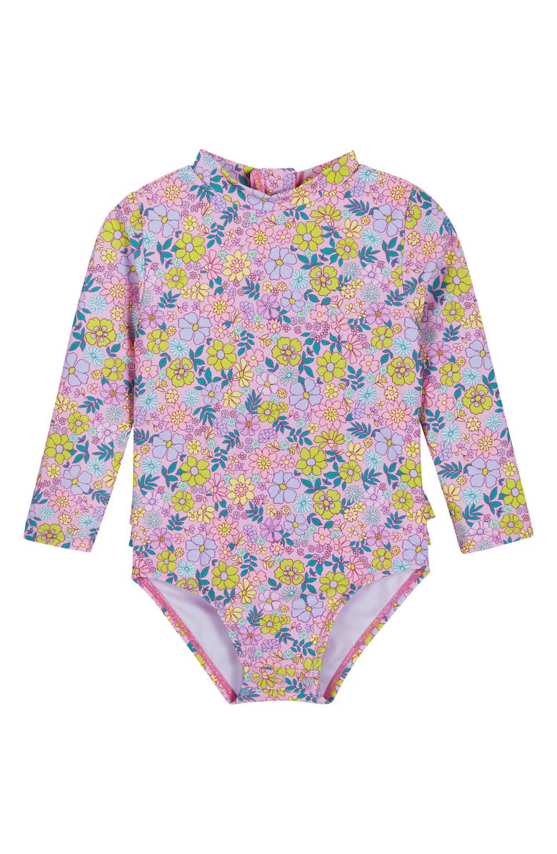 Andy & Evan Long Sleeve One-Piece Rashguard Swimsuit & Sun Hat Set, Alternate, color,