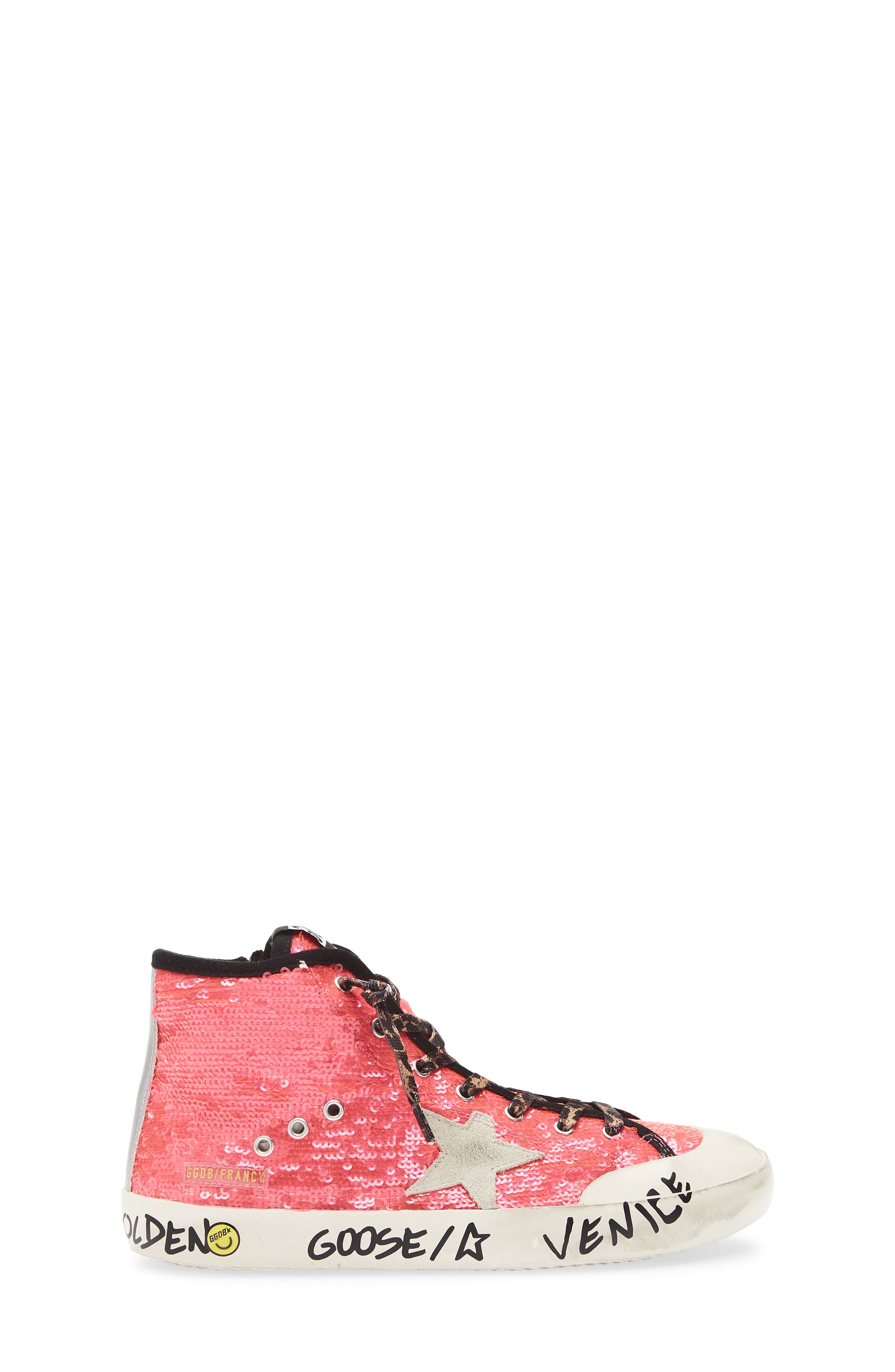 Golden Goose Kids' Francy Penstar Sequin High Top Sneaker, Alternate, color, Pink Fluo/ Ice/ Silver